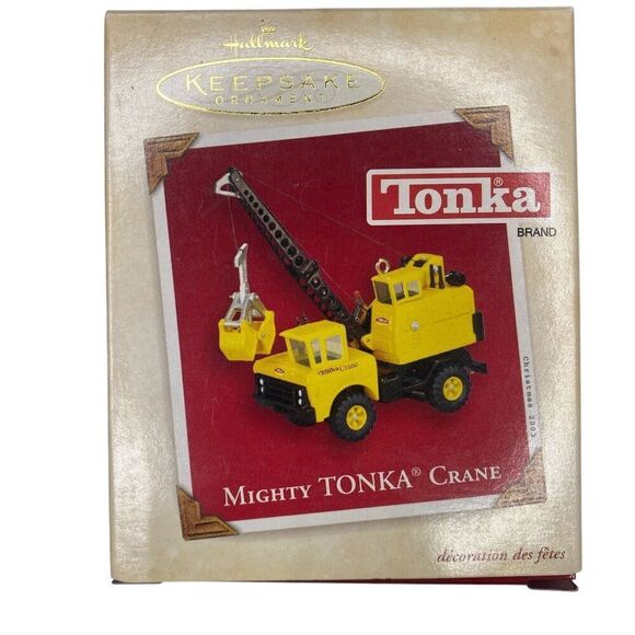 Hallmark Keepsake Ornament Mighty Tonka Crane Yellow Die-Cast Metal Hasbro -2003 - Picture 1 of 3